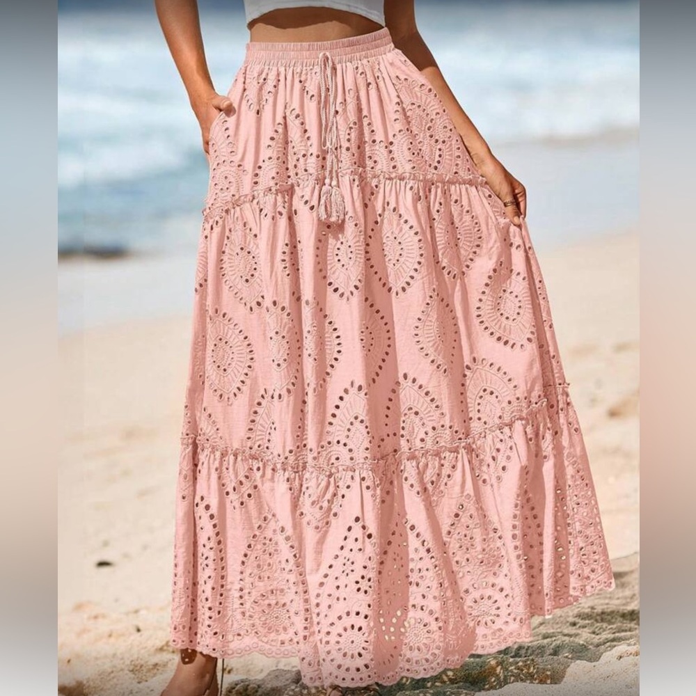 Stunning Pink EyeleMaxi Skirt